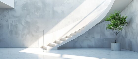 Modern Minimalist Staircase with Natural Light in Contemporary Space