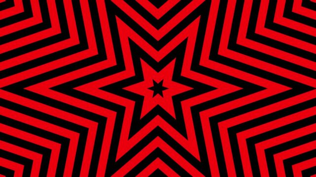 Hypnotic or hypnosis animation hexagram six point star black and red seamless loop