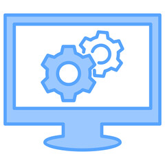 Computer Configuration Blue Icon