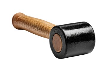 Black metal mallet with light-colored wooden handle