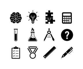 Brainstorming and Education Icons Set