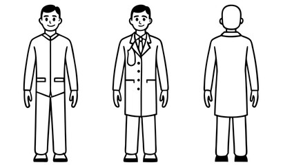 Male doctor surgeon, radiologist in hospital. Character constructor for animation. Front, side and back view set. Body parts, postures, poses collection. Vector illustration.                   