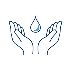 Obraz premium Hands cradling a water droplet symbol for promoting water conservation and environmental awareness in campaigns 