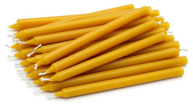 Multiple Wax Candles Isolated on White Background – Decorative Aromatic Candles.