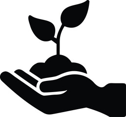 hand holding seedling silhouette