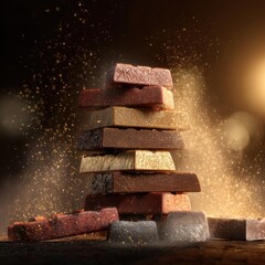 Stack of assorted chocolate bars