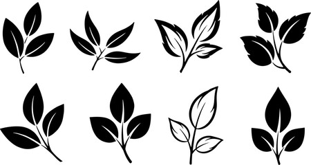 Fototapeta premium Vector art of collection of leaf silhouettes isolated on white background