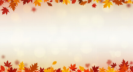 Obraz premium Autumn background on a white background with autumn leaves , space for text.