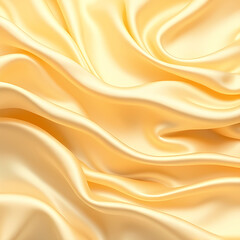 Fototapeta premium Smooth golden silk waves ripple under soft light, the elegant texture radiating clean, modern, luxurious, and serene vibes, evoking warmth, softness, and timeless beauty.