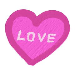 LOVEの文字入りピンクの油彩風ハート｜Pink Heart with LOVE Text in Oil Painting Style
