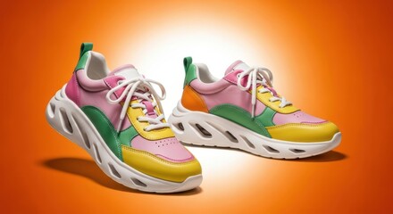 Vibrant Patchwork Chunky Sole Sneakers for Everyday Comfort and Style