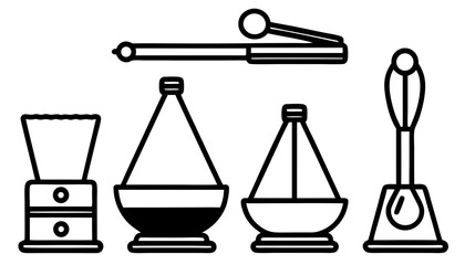 Cooking weights and measures set. Typical measuring system for liquid culinary ingredients. Measurements for different recipes. Flat vector illustration isolated on white background