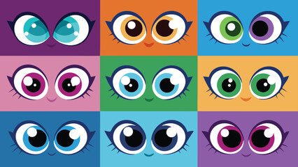 Various eye shapes illustrated by Julie-B, showcasing diverse styles and designs in a visually appealing format..eps