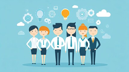 Business people holding gears working together as a team