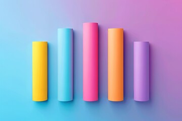 Vibrant 3D column graph with colorful bars for data statistics infographic