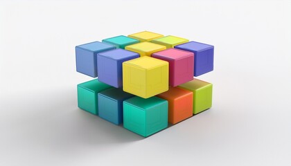 Fototapeta premium business concept 3d block cubes render on white