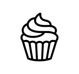 Minimalist cupcake illustration with swirled frosting in outline style