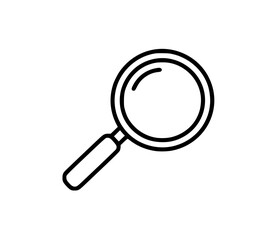 Magnifying glass icon in minimalist black line art style