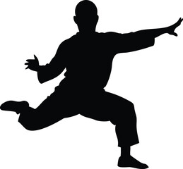 shaolin fighter vector silhouette 