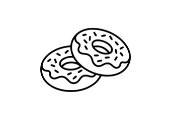 Two outlined donuts with icing and sprinkles