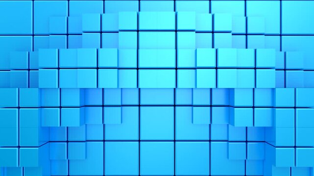 Cubes Form a Wave. Abstract motion, two color, 3d rendering, 4k resolution

