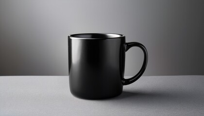 Obraz premium black mug mockup on grey background