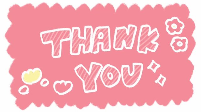 手書きで描かれていくかわいいTHANK YOU ありがとうの文字