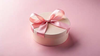 A Pale Pink Gift Box with a Delicate Satin Ribbon Bow, Perfect for a Special Occasion