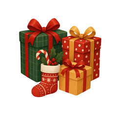 Festive Christmas Presents and Stocking.