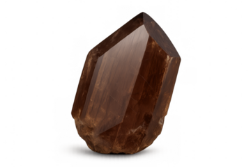 Axinite crystal mineral specimen with transparent brown color and rough surface, isolated on transparent background
