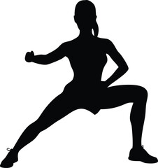 silhouette of a fitness girl exercising