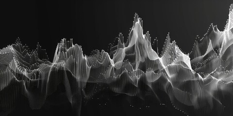 Monochrome digital terrain visualization, an abstract high-definition journey.