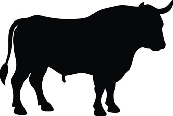 silhouette of a huge bull