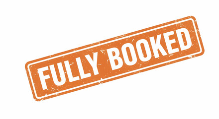 Fully booked orange grunge stamp vector illustration emblem.