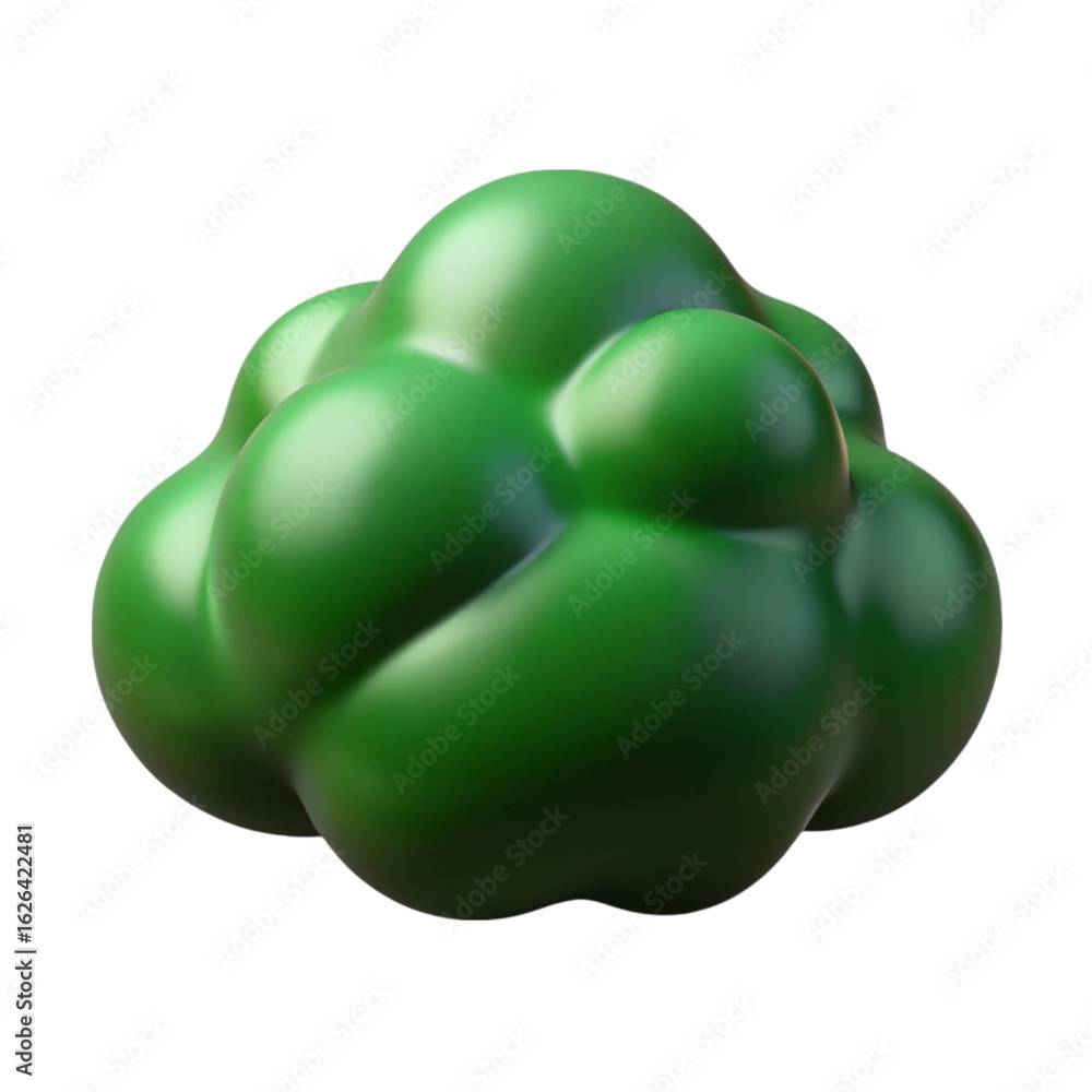 Aufkleber 3d rendered green abstract blob with smooth gradients against a black background