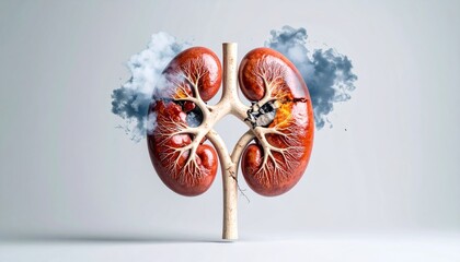Glowing Human Kidneys Anatomy with Blood Vessels – Futuristic Medical Concept