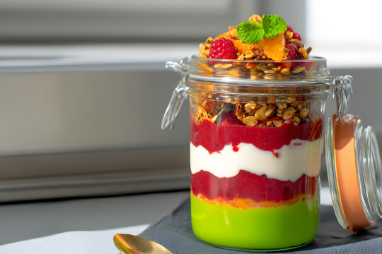 Ice cream desser with berries