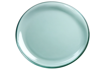 Light teal round plate, glossy finish