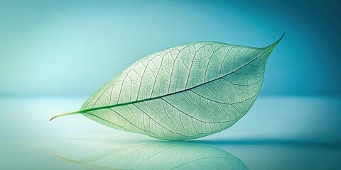 Obraz premium Delicate Skeletal Leaf on Reflective Surface, a Study in Natural Veins and Serenity