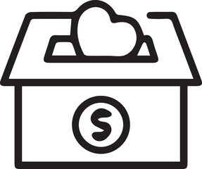 Donation Box with Heart and Money Symbol Depicts Charity Philanthropy and Fundraising Efforts for Nonprofits and Social Causes