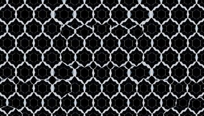 Abstract seamless pattern of black and white hexagonal honeycomb grid,  architecture,  network