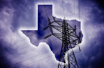 Energetic crisis, map of Texas state on electric wiring