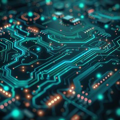Obraz premium Abstract Close-up of Futuristic Circuit Board Technology Design