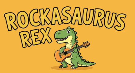 Rockasaurus Rex Dinosaur Playing Guitar