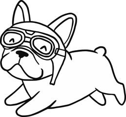Cute French Bulldog Aviator with Goggles and Helmet
