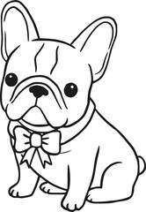 Dapper French Bulldog with Bow Tie Line Art