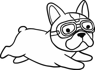 Cute French Bulldog Aviator with Goggles and Helmet