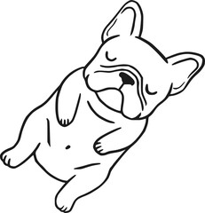 Cute Sleeping French Bulldog Line Art Illustration