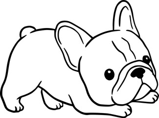 Playful French Bulldog in a Play Bow Line Art