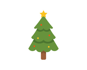 Flat Christmas Tree Vector with Star Topper